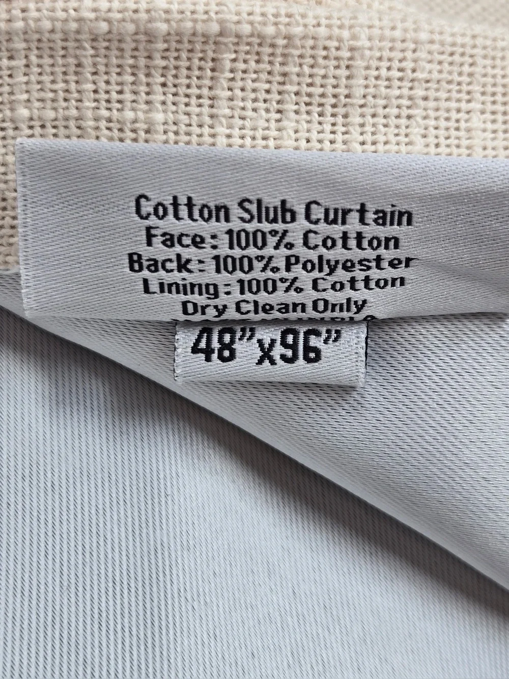 NWT QUINCE Set Of 2 48x96 Cotton Slub Room Darkening Curtains Natural 0728